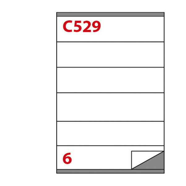 MARKIN - 210C529 - Etichette adesive C529 - permanenti - 210 x 48 mm - 6 et-fg - 100 fogli A4 - bianco - Markin