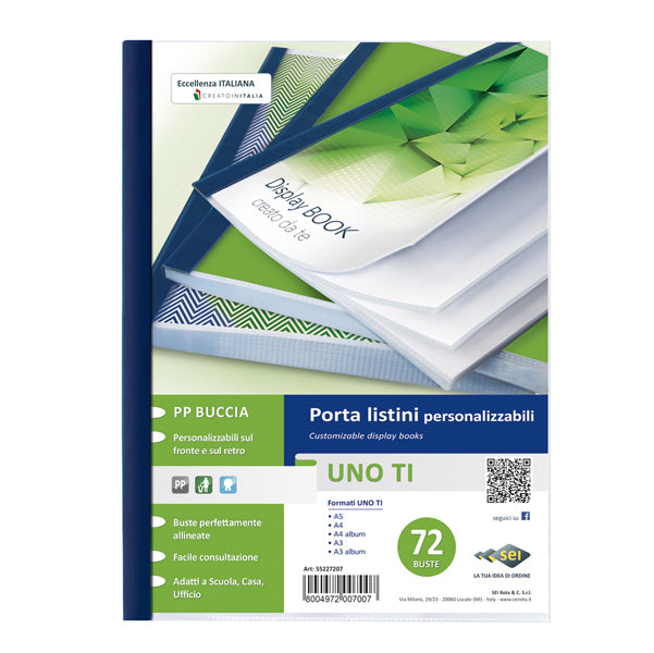 SEI ROTA - 55227207 - Portalistini personalizzabile Uno TI - 22x30 cm - 72 buste - blu - Sei Rota