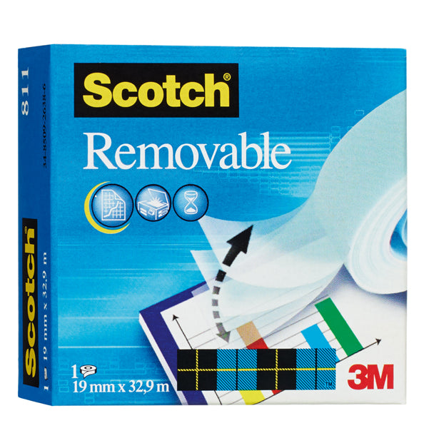 SCOTCH - 82251 - Nastro adesivo Magic 811 - removibile - invisibile - 1,9 cm x 33 m - trasparente - Scotch