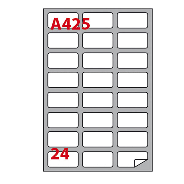 MARKIN - 210A425 - Etichette adesive A425 - permanenti - 64 x 34 mm - 24 et-fg - 100 fogli A4 - bianco - Markin