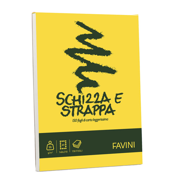 FAVINI - A200705 - Blocco Schizza Strappa - A5 - 150 x 210mm - 50gr - 150 fogli - Favini