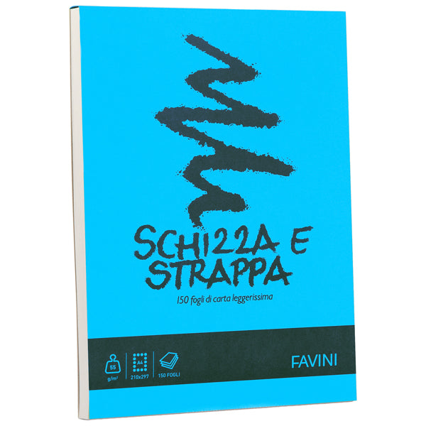 FAVINI - A200704 - Blocco Schizza Strappa - A4 - 210 x 297mm - 50gr - 150 fogli - Favini