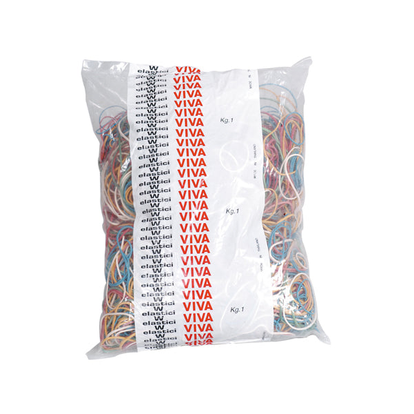 VIVA - A1000 - Elastici ad anello - misure e colori assortiti - 1 kg - gomma - Viva