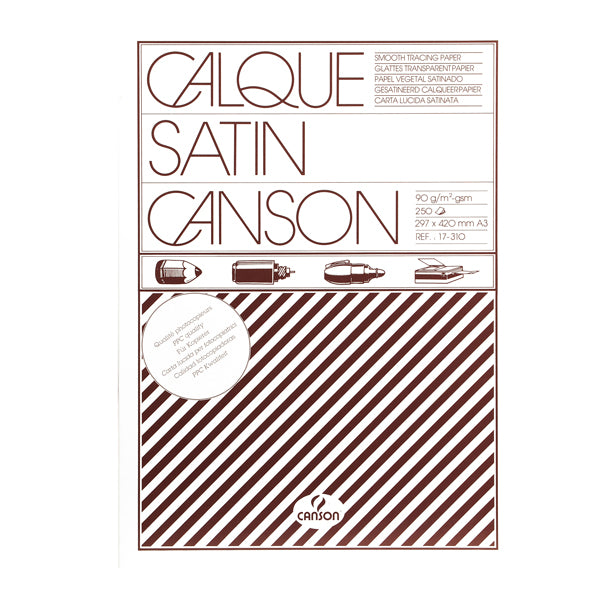 CANSON - C200017310 - Carta lucida satinata per disegno manuale - A3 - 250 fogli - 90-95gr - per fotocopie-stampe laser - Canson