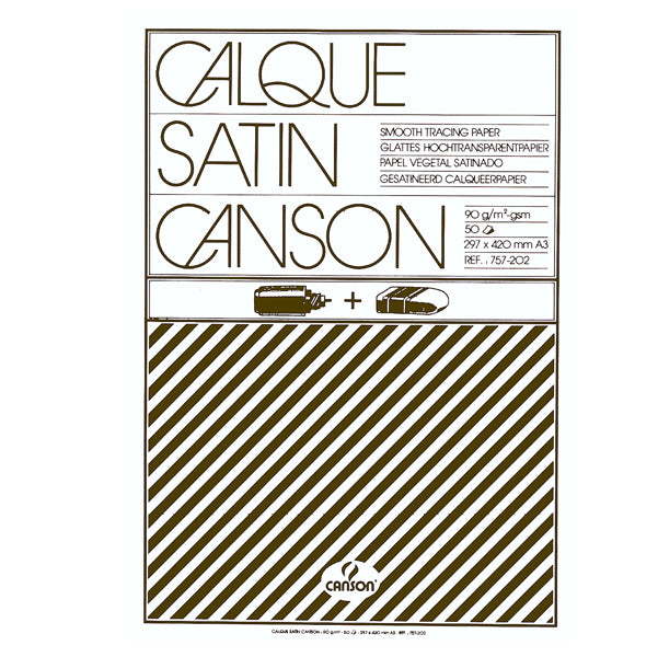 CANSON - C200757202 - Blocco carta lucida satinata per disegno manuale - A3 - 50 fogli - 90gr - Canson