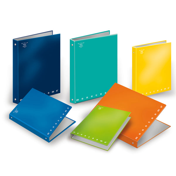 PIGNA - 001314925 - Raccoglitore Monocromo - 4 anelli tondi 25 mm - dorso 3 cm - 18,5x22 cm - colori assortiti - Pigna