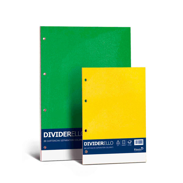 FAVINI - A56Y104 - Separatore Dividerello - cartoncino colorato 220 gr - A4 - mix 5 colori - Favini - set da 10 fogli