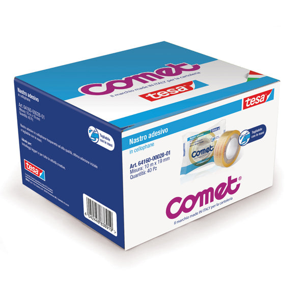 COMET - 64160-00028-01 - Nastro adesivo - 10 m x 1,9 cm - cellophane - trasparente - Comet