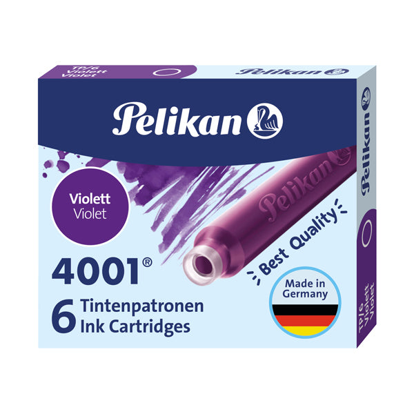 PELIKAN - 301697 - Cartucce inchiostro 4001 (TP-6) - lunghezza 39mm - viola - Pelikan - scatola 6 cartucce
