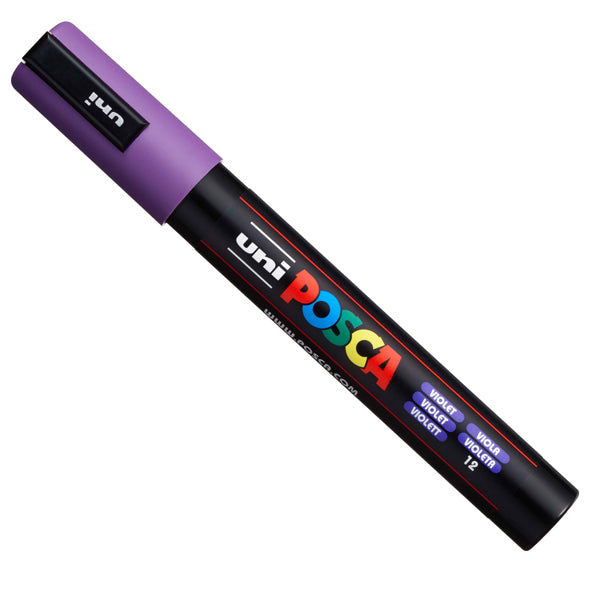 UNI MITSUBISHI - M PC5M VI - Marcatore a base d'acqua Uni Posca PC5M - punta tonda media da 1,8mm a 2,5mm - viola - Uni Mitsubishi