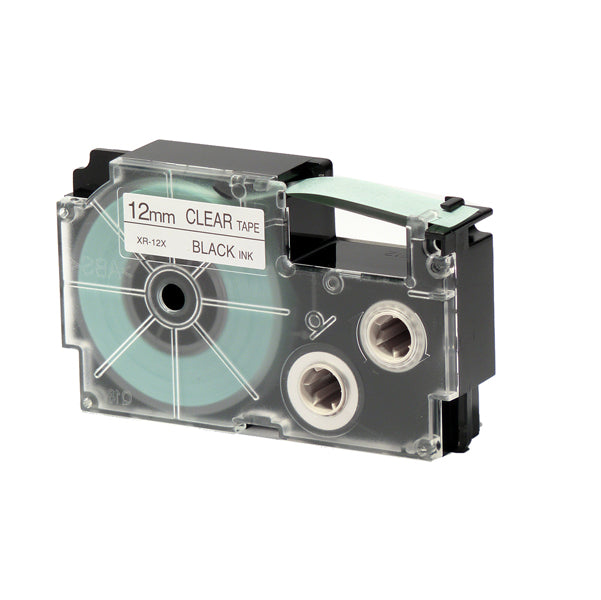 CASIO - XR-12X1-W-DJ - Nastro - 12 mm x 8 mt - nero- trasparente - Casio