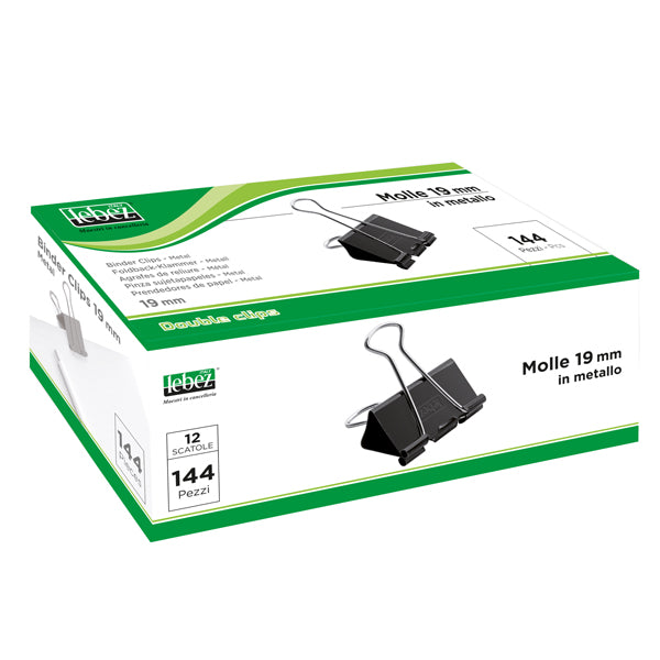 LEBEZ - 510-4 - Molla Double Clips - 1,9 cm - nero - Lebez - conf. 12 pezzi