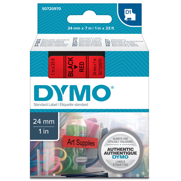 DYMO - S0720970 - Nastro D1 537170 - 24 mm x 7 mt - nero-rosso - Dymo