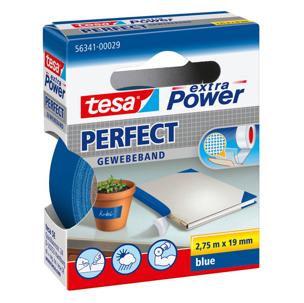 TESA - 56341-00029-04 - Nastro adesivo telato XP Perfect - 1,9 cm x 2,7 m - blu -Tesa