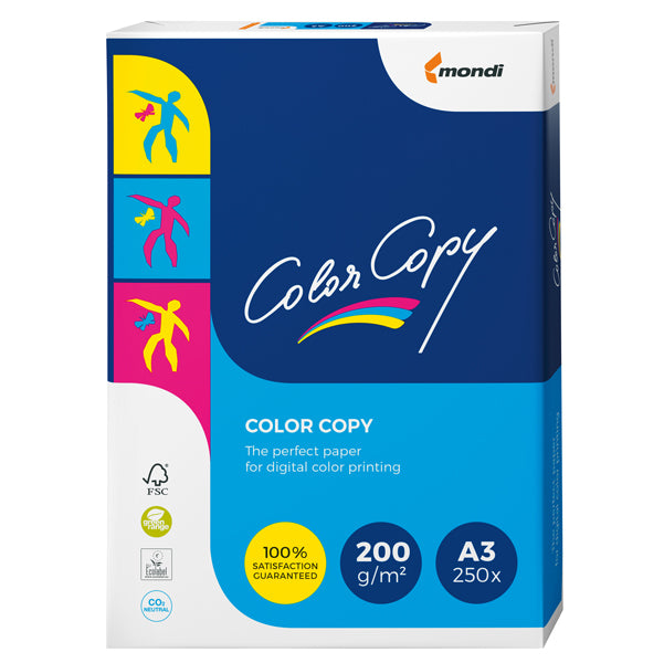 MONDI - 6352 - Carta Color Copy - A3 - 200 gr - bianco - Mondi - conf. 250 fogli