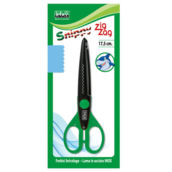 LEBEZ - 4339 - Forbici Snippy Zig Zag - 17 cm - impugnatura plastica - lama acciaio - colori assortiti - Lebez