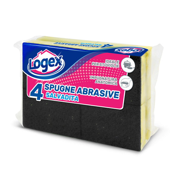 LOGEX PROFESSIONAL - A4LX-0782 - Spugnabella - con impugnatura salvaunghie - giallo-verde - Logex Professional - conf. 4 pezzi