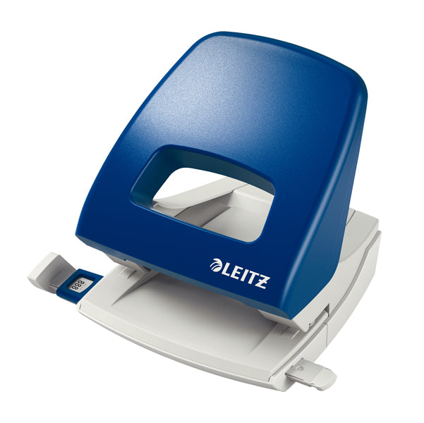 LEITZ - 50050335 - Perforatore Metal Rim 5005 - passo 8 cm - max 25 fogli - 2 fori - blu - Leitz