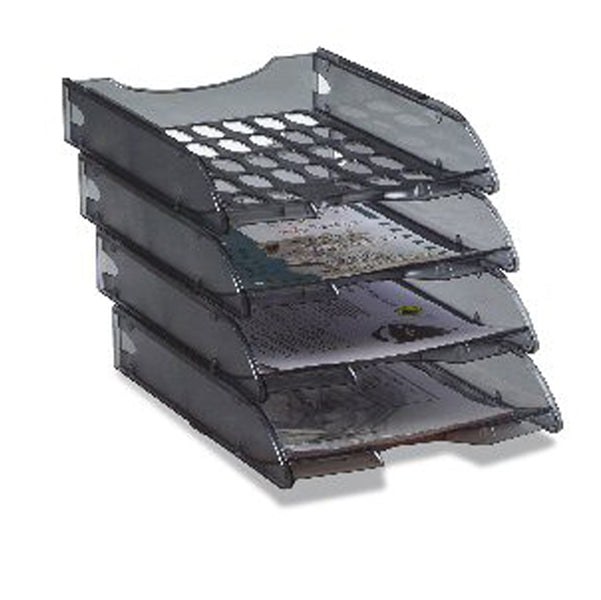 FELLOWES - E040TGF - Vaschetta portacorrispondenza forata E040 - 26 x 34,5 x 6,5 cm - fumE' trasparente - Fellowes