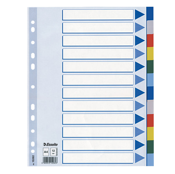 ESSELTE - 15262 - Separatore - 12 tasti colorati - PPL - A4 - multicolore - Esselte
