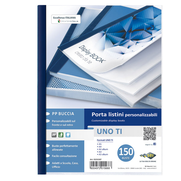 SEI ROTA - 55231507 - Portalistini personalizzabile Uno TI - 22x30 cm - 150 buste - blu - Sei Rota
