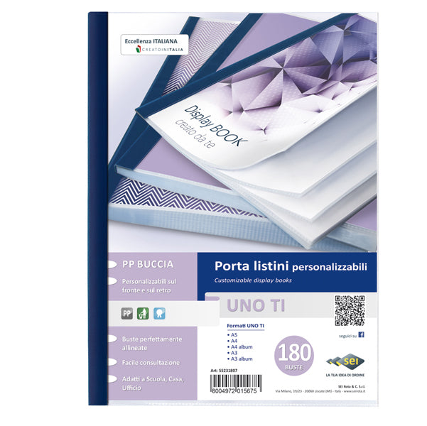 SEI ROTA - 55231807 - Portalistini personalizzabile Uno TI - 22x30 cm - 180 buste - blu - Sei Rota