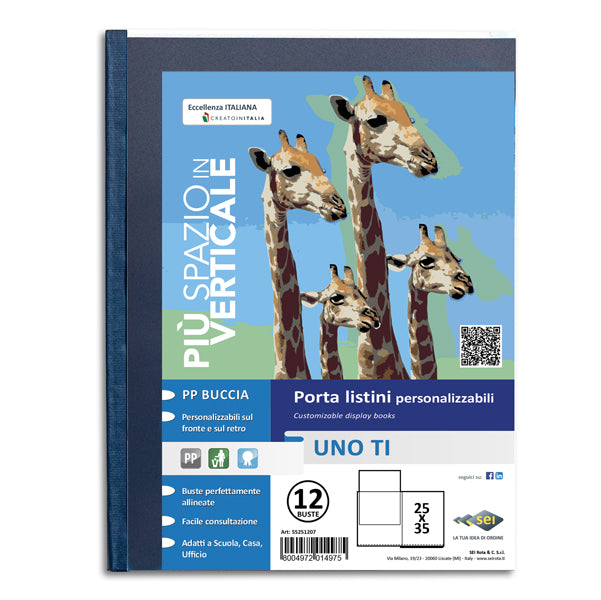 SEI ROTA - 55251207 - Portalistini personalizzabile Uno TI - 25x35 cm - 12 buste - blu - Sei Rota