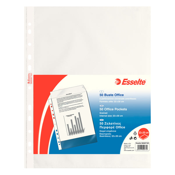 ESSELTE - 395097100 - Buste forate CopySafe - Office - buccia - 22x30 cm - trasparente - Esselte - conf. 50 pezzi