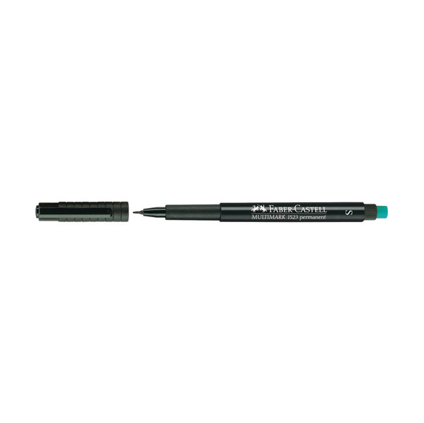FABER-CASTELL - 152399 - Pennarello Multimark universale permanente con gomma - punta superfine 0,4mm - nero - Faber Castell