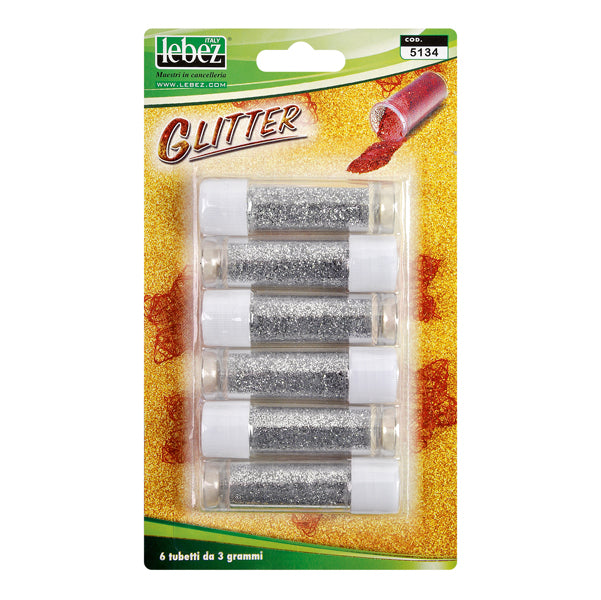 LEBEZ - 5134-AG - Porporina glitter - 2gr - argento - Lebez - conf. 6 tubi