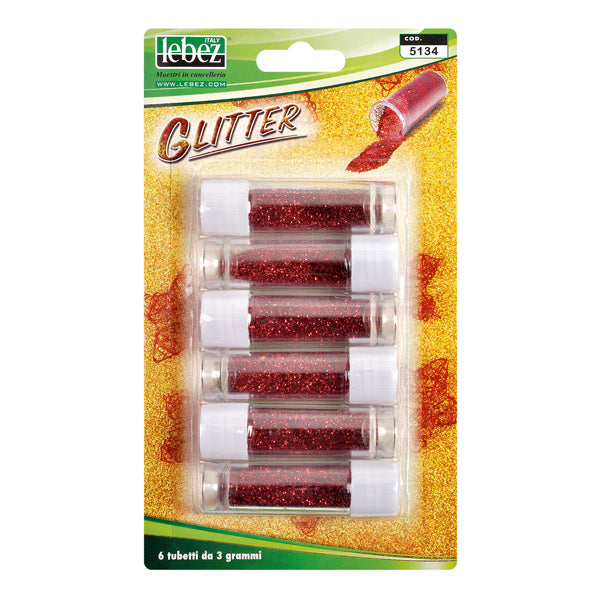 LEBEZ - 5134-R - Porporina glitter - 2gr - rosso - Lebez - conf. 6 tubi