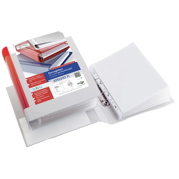 SEI ROTA - 35654601 - Raccoglitore personalizzabile Stelvio TI - 2 anelli quadri 65 mm - dorso 9 cm - 22x30 cm - bianco - Sei Rota
