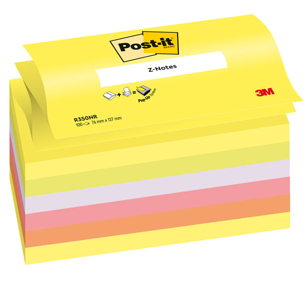 POST-IT - 7100172323 - Blocco Post it Super Sticky Z Notes - R350NR - 76 x 127 mm - assortiti neon - 100 fogli - Post it