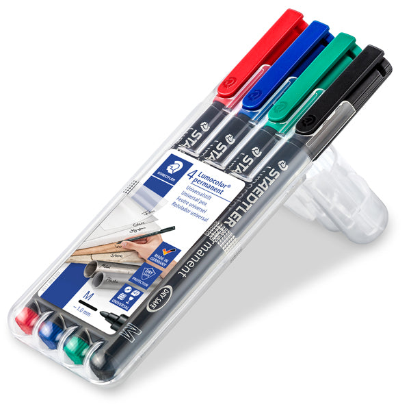 STAEDTLER - 317WP4 - Pennarello Astucci Lumocolor Permanent 317 - punta 1,0mm - 4 colori - Staedtler