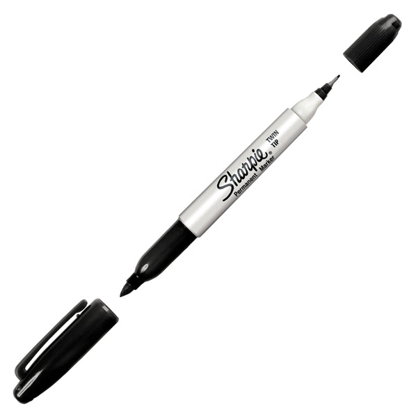 SHARPIE - S0811100 - Marcatore Permanente Twin tip doppia punta - una punta fine 1,0mm - una punta extra fine 0,5mm - nero - Sharpie