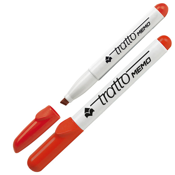 TRATTO - 852002 - Pennarello a secco Tratto Memo per lavagne cancellabili - punta a scalpello - tratto 6,5mm - rosso - Tratto