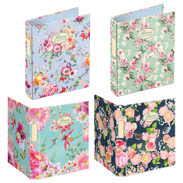 PIGNA - 005479630 - Raccoglitore Nature Flowers - A4 - 27x32cm - 4anelli - dorso 4cm - Pigna