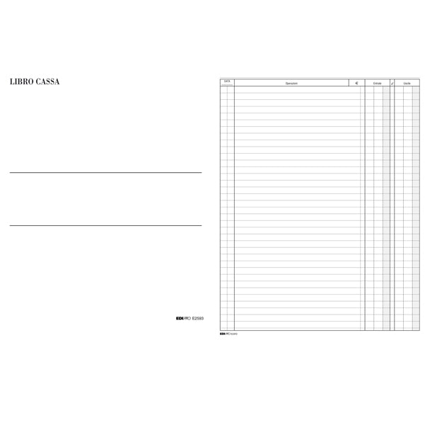 EDIPRO - E2593 - Libro cassa - 31 x 24,5cm - 100 fogli - Edipro