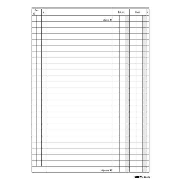 EDIPRO - E2686 - Registro cassa entrate-uscite - 24 x 17cm - 100 fogli - Edipro