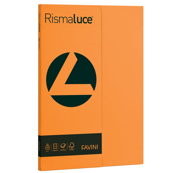 FAVINI - A69E544 - Carta Rismaluce Small - A4 - 200 gr - arancio 56 - Favini - conf. 50 fogli