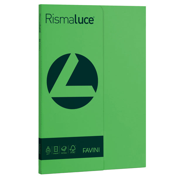 FAVINI - A69D544 - Carta Rismaluce Small - A4 - 200 gr - verde 60 - Favini - conf. 50 fogli