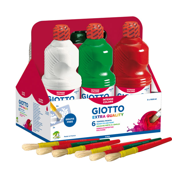GIOTTO - 53460000 - Schoolpack 6 flaconi tempera pronta - 1000ml - colori assortiti - Giotto