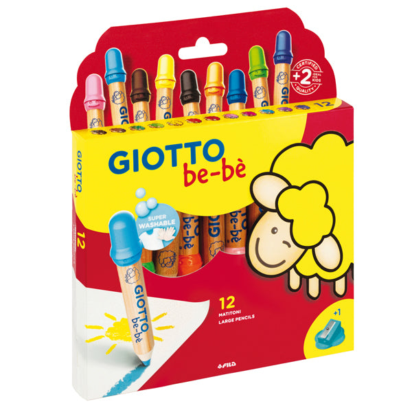 GIOTTO BEBE - F477700 - Supermatitoni - diametro mina 7 mm - con temperino - colori assortiti - Giotto - astuccio 12 pezzi
