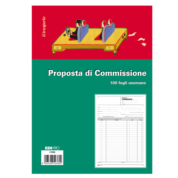 EDIPRO - E5236 - Blocco copia commissioni - uso mano - 29,7 x 21cm - 100 fogli - Edipro