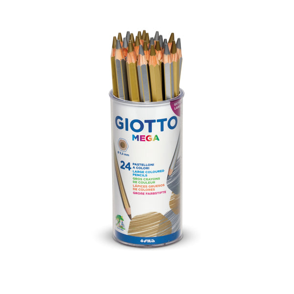 GIOTTO - 518000 - Pastelli Mega - diametro mina 5,5 mm - oro-argento - Giotto - barattolo 24 pezzi