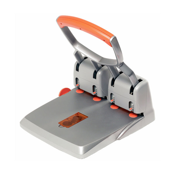 RAPID - 23223100 - Perforatore HDC150 - max 150 fogli - 4 fori - passo 8 cm - grigio-arancio - Rapid