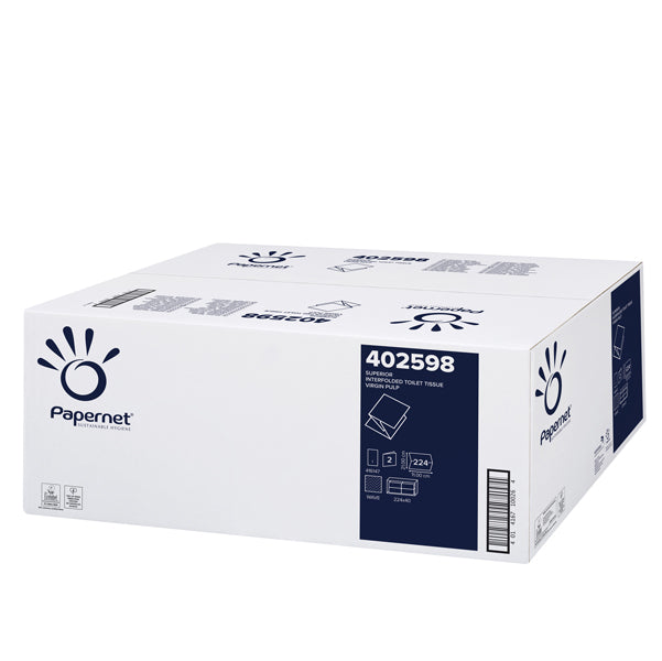 PAPERNET - 402598 - Carta igienica interfogliata - 18 gr - strappo 11x21 cm - Papernet - pacco da 224 strappi