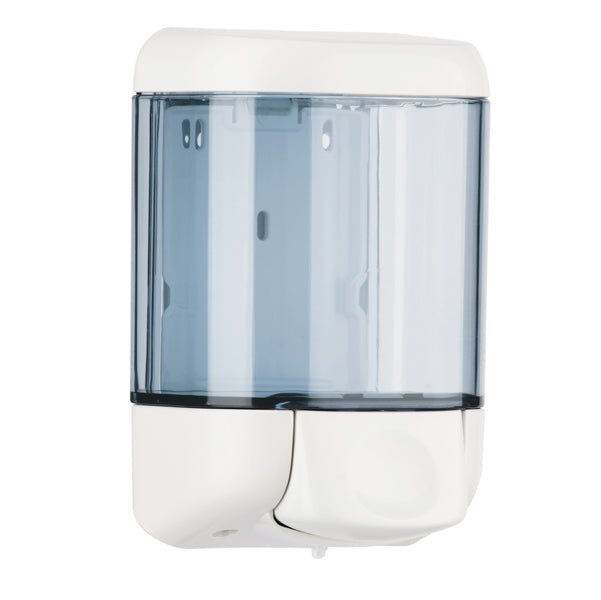 MAR PLAST - A61501 - Dispenser da muro per sapone liquido - 12,8x11,2x20,5 cm - capacitA' 1 L - bianco-azzurro trasparente - Mar Plast