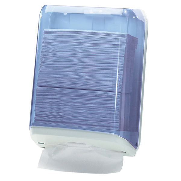 MAR PLAST - A59310 - Dispenser asciugamani piegati - 28x13,7x37,5 cm - plastica - bianco-azzurro trasparente - Mar Plast