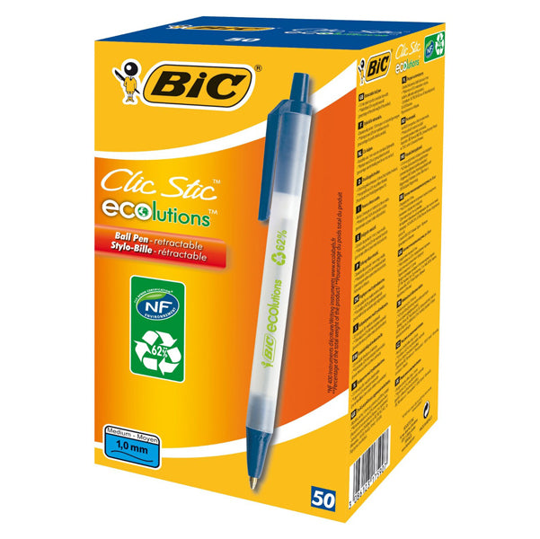 BIC - 8806891 - Penna a sfera a scatto ECOlutions - punta 1,0mm - blu - Bic - conf. 50 pezzi
